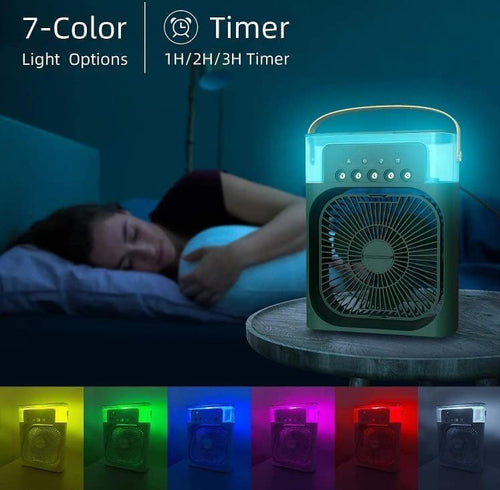 Portable Mini Air Cooler Fan with Humidifier & Mist Spray - Personal Cooling Fan for Home, Office & Travel