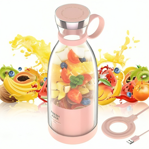 Portable Juicer Bottle USB Rechargeable - Mini Electric Fruit Blender for Smoothies & Shakes