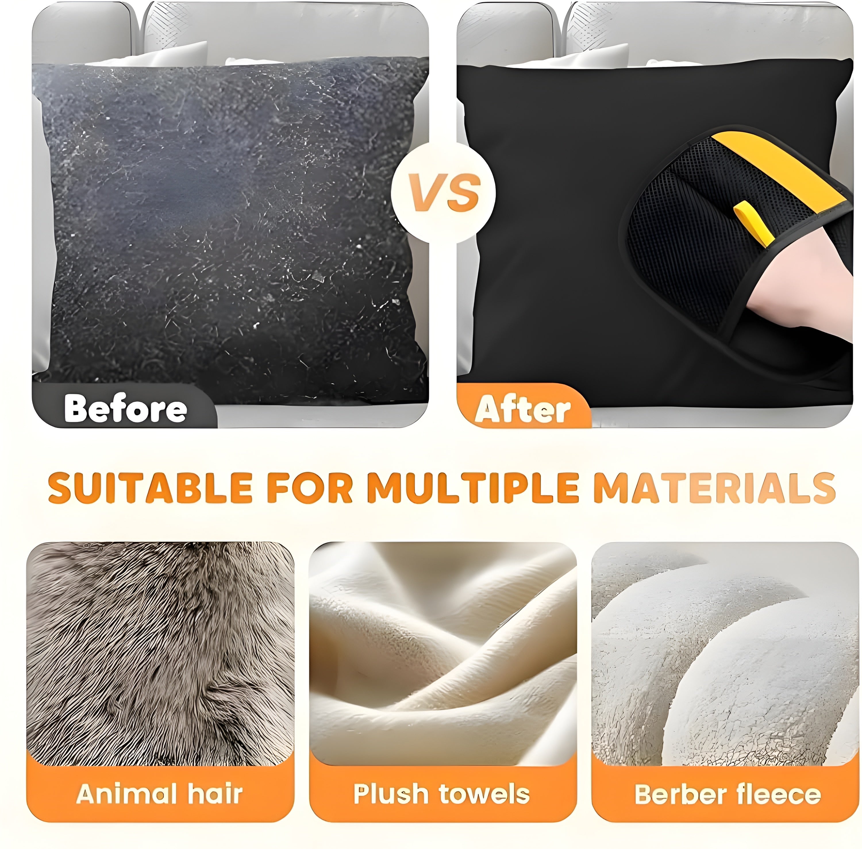 Pet Hair Remover Gloves - Easy Fur Cleaning for Sofa, Furniture, Bed Sheets & Clothes